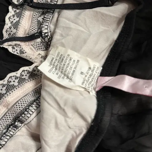 Heart & Soul Lingerie Babydoll Nightie Ruffles Y2K Black w/pale