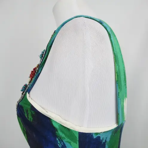 Bordeaux Los Angeles Blue Green Beaded Maxi Dress Women’s Size Medium