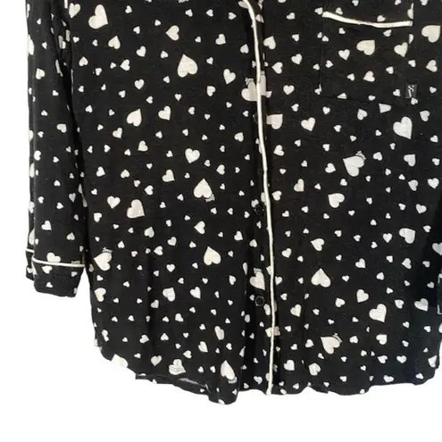 Simply Vera, Vera Wang Simply Vera Vera Wang Black Hearts Button Up Sleep Shirt Women Sz M