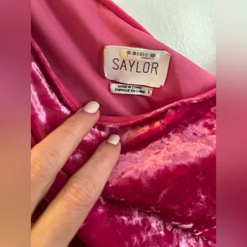 Saylor NIAMA VELVET MIDI DRESS In Bubblegum Color Hot Pink Fuchsia-NWT Size L