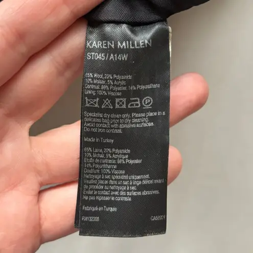 Karen Millen Blanket Plaid Wrap Mini Skirt Blue Black Size 8 Clueless Preppy