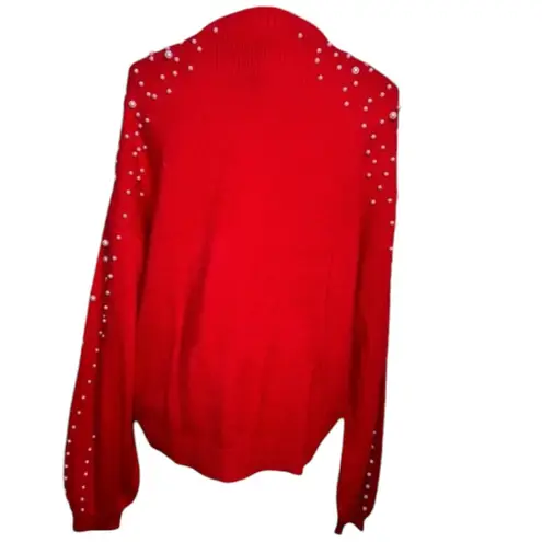 Blooming Jelly Red Lantern Sleeve Oversized Pullover Sweater w/Pearls Size Large