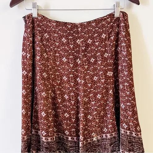 Elie Tahari Mahogany Evita Silk Blend Midi Skirt A-line NEW Lined Size 6 Mosaic