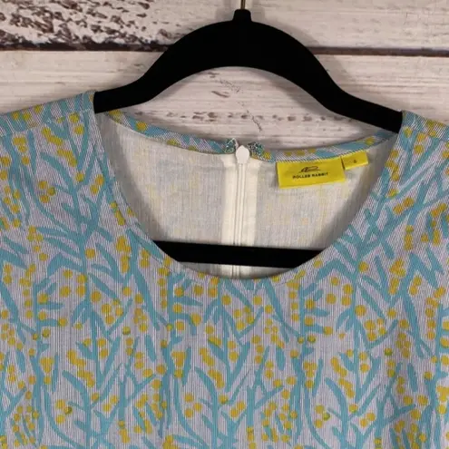 Roller Rabbit Blue Floral Stripe Three Quarter Ruffle Sleeve Dress Women’s Large