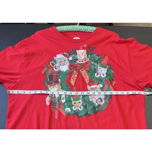 Holiday Time Meowy Christmas Cat T Shirt Size XL