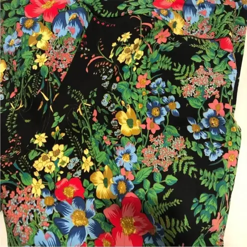 Soft Surroundings In Bloom Pants Floral Black Stretchy Ankle Crop XLP