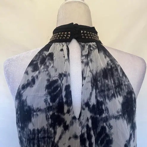 Gracia FASHION Bubble Hem Drop Waist Studded Halter Dress Sz Large Grunge Y2K