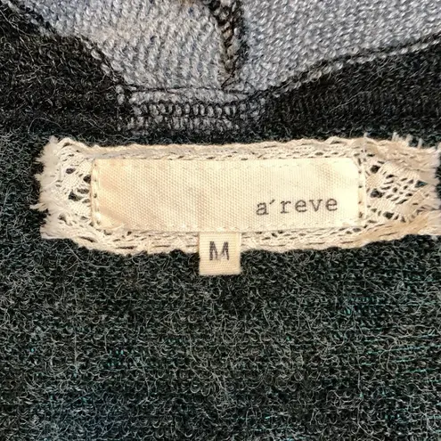 A’Reve tunic length striped sweater 2 piece/cardigan look asymmetrical M Size M