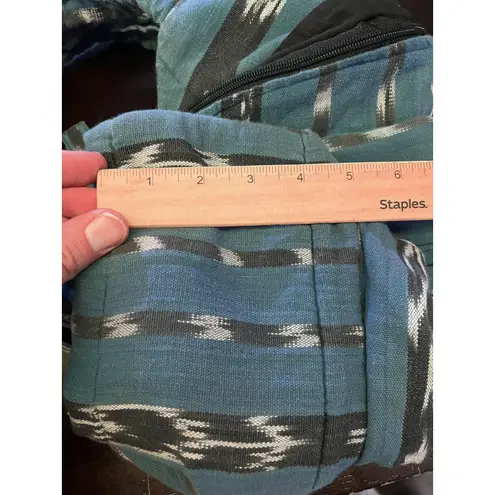 El Paso Saddleblanket Woven Cotton Backpack Blue Ikat Stripe Boho Southwestern