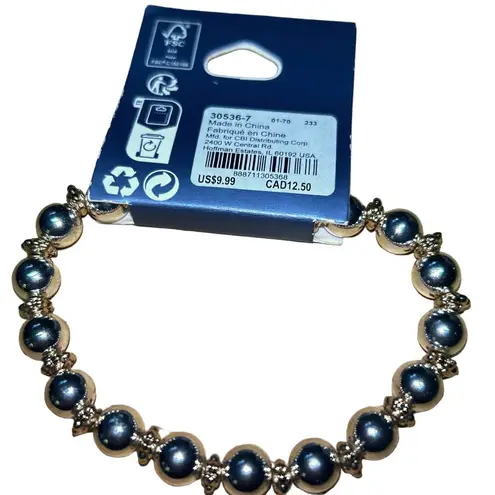 Women's Claire's One Size Silver & Gold Beaded Stretch Bracelet