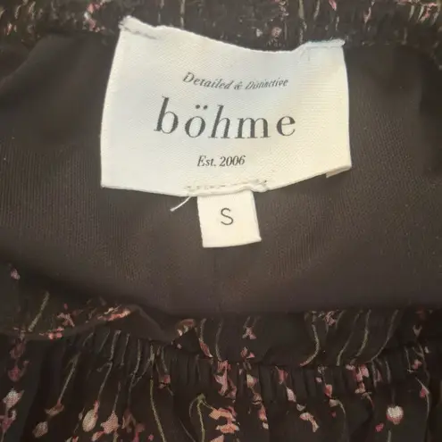 Bohme floral black pink midi dress