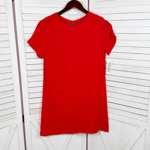 Lucy Love Short Sleeve Tunic Mini Shift Shirt Dress Red XS XSmall