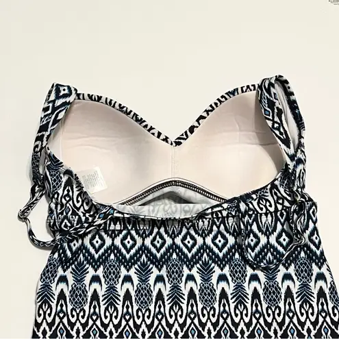 Kona Sol Tankini Top Pineapple Pattern Navy Blue White NWOT Size S