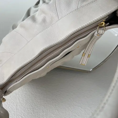 B Makowsky B. MAKOWSKY Ivory White Supple Pebbled Leather Slouchy Hobo Shoulder Bag Purse