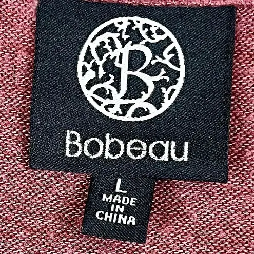 Bobeau Burgundy Mini Long Sleeve Wrap Sweater Dress Large