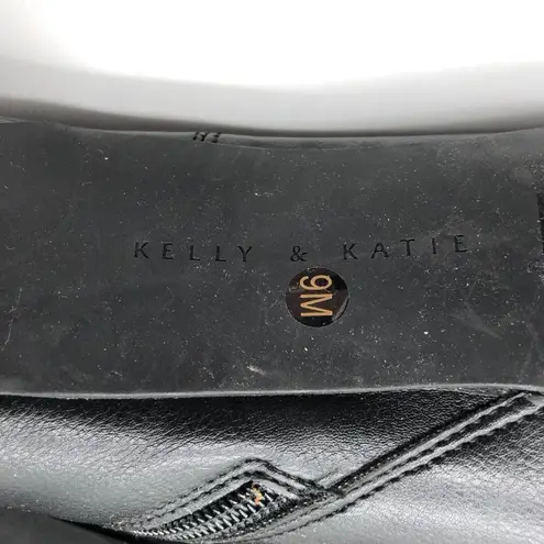 Kelly & Katie Womens Adeelah Ankle Booties Heel Faux Leather Zipper Black Size 9