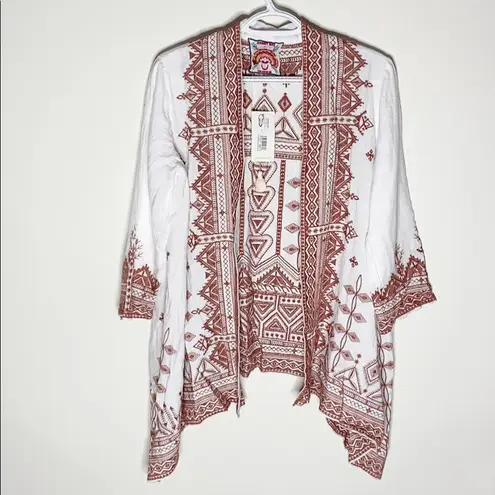 Johnny Was Eyal Embroidered linen cardigan size S