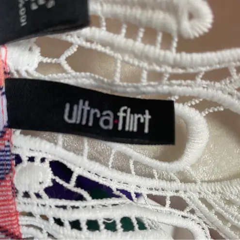 Ultra Flirt sleeveless collared button down orange white plaid top women's M