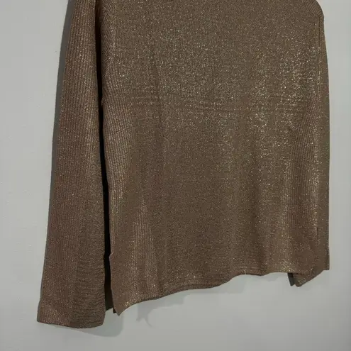 Massimo Dutti NWT Pullover Sweater Gold Metallic Long Sleeve Women 5629 Size XS