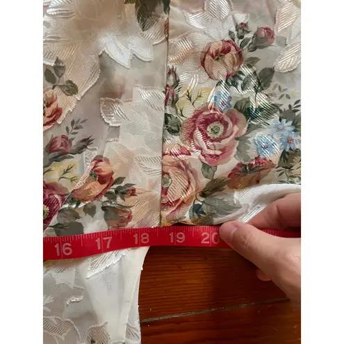 Vintage Kathryn Sheer Floral Lace Kimono Robe Duster Cover Up Satin Size Small