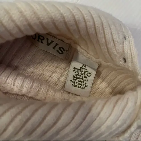 Orvis fold over turtleneck sweater oat cream wool