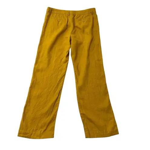 Garnet Hill 100% Linen Wide-Leg Trouser Pants Colorful Golden Yellow size 8