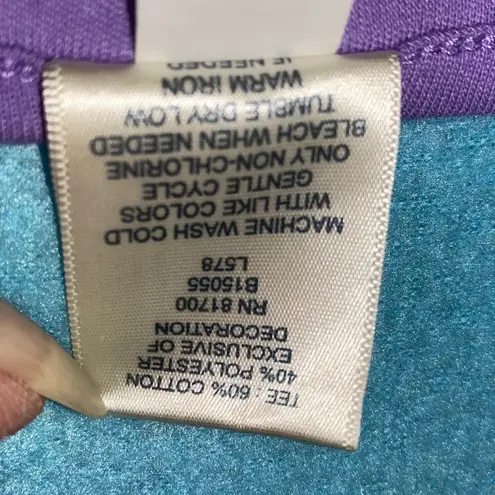 Blair floral embroidered short sleeve round neckline t-shirt purple NEW size L