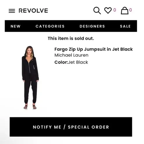 Michael Lauren NWT Revolve x Fargo Zip Up Jumpsuit in Jet Black