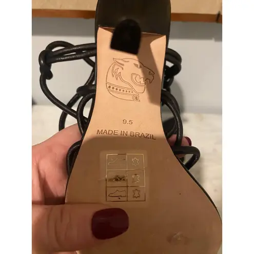 Dundas X Revolve Iggy Shoes Womens Size 9.5 Black Strappy Lace Up Heels Dress