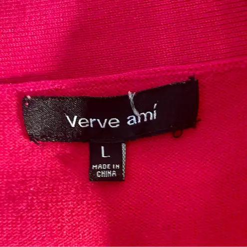 Verve Ami Women's Hot Pink Cropped Cardigan Sweater, short sleeve, size L