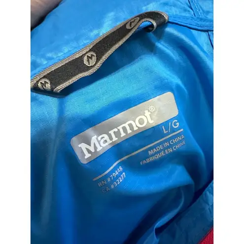 Marmot  lightweight blue hooded windbreaker size Large