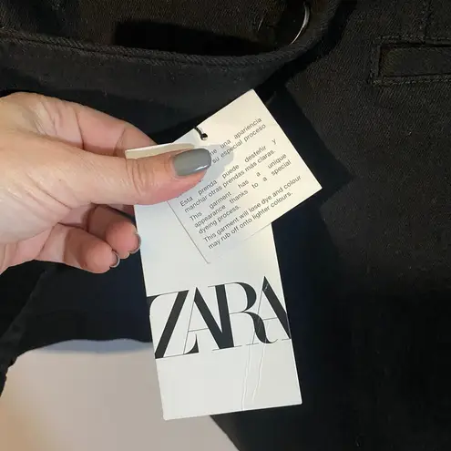 ZARA  Black One Button Front Collared Notched Oversized Blazer Jacket Women Sz S