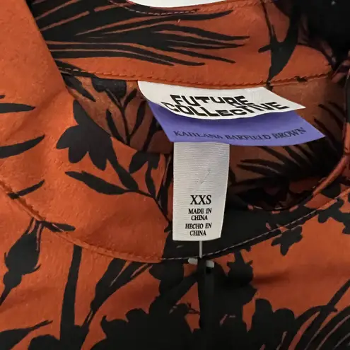 Future Collective Women's Brown Long Sleeve Asymmetrical Dress