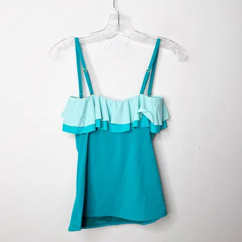 Bleu Rod Beattie NWT BLEU ROD BETTIE | Teal Blue Ruffle Tankini Top Sz. 6