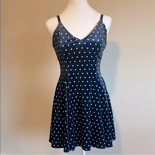 Blackmilk NWOT Midnight Blue Velvet Polka Dot Punk Mini Dress Size XXL 2XL