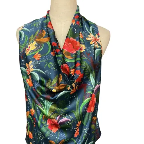 Shore Women's Oceansides Floral Drape Tank Size XS NWT Jewel Tone Dark Blue