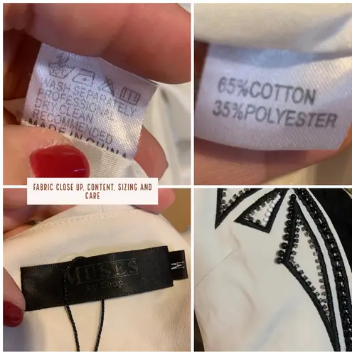 Muses By Shop OFF WHTIE WITH BLACK AND SILVER BEADING CROPPED BLAZER (M)