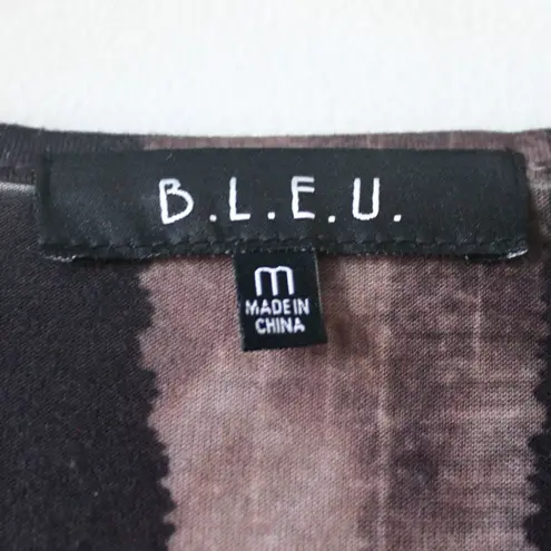 BLEU Brown Tan Cheetah Leopard Watercolor Bedazzled Flowy Blouse Medium