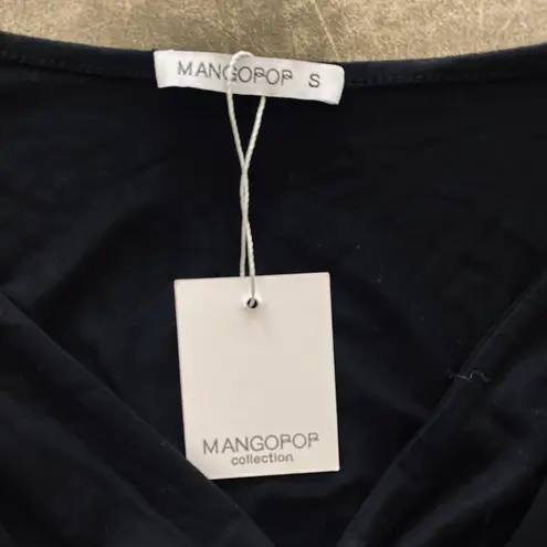 MANGOPOP Sweetheart Neckline Twist Knot Fitted V Neck Long Sleeve Bodysuit for Women Tops