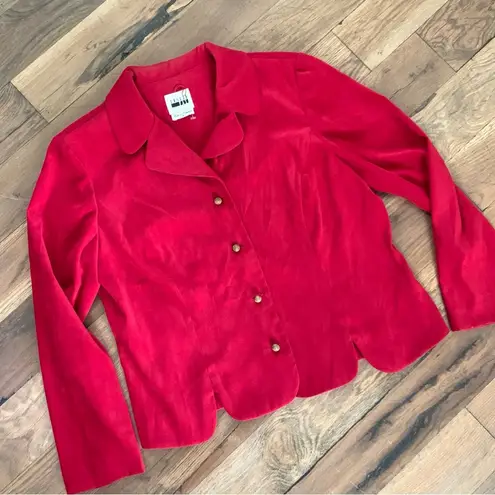 Leslie Fay Vintage Button Front Red Blazer Jacket Petite Size 14P