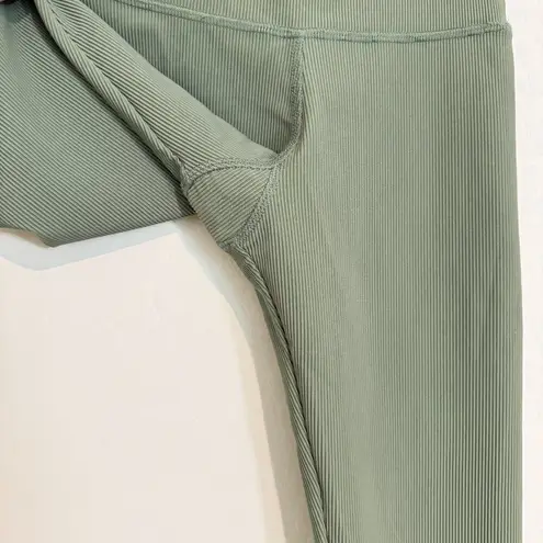Strut This Kendall High Rise Ribbed Athletic Gym Leggings Sage Green Size Small
