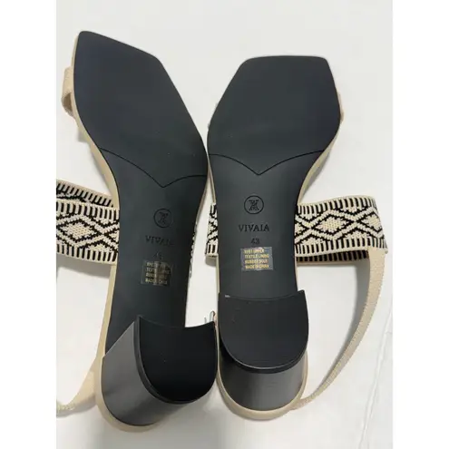 Vivaia Luna Square Heeled Sandals Woven Straps Block Heel Beige Shoes Size 11 Tan