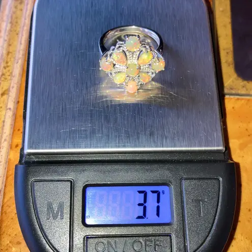 Natural Honey Opal Sterling Silver Cocktail Ring Size 7