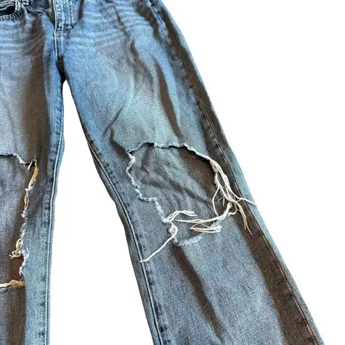 L'Agence Light Wash Jeans Wide Leg Distressed Knees 100% Cotton Size 27 Women's