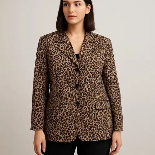 Le Suit Collections for Women’s Leopard Print Button Front Blazer Jacket 20W