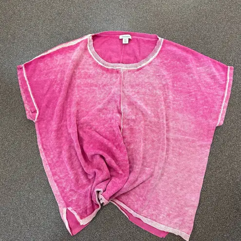 Sundance Women's Pink Acid
Wash Knit Cap Sleeve Sweater Top Lightweight Size 2X