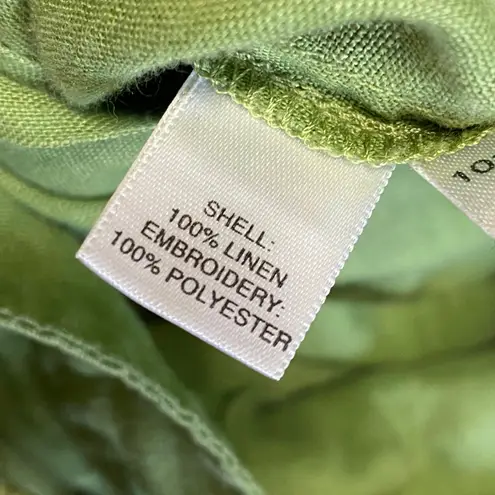 Ann Taylor  Green White Floral Embroidered Linen Skirt Women's Size 0 Petite 0P