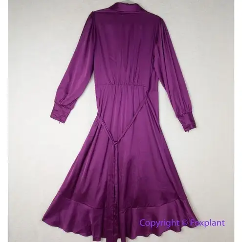 White House | Black Market New!  Long Sleeve Satin Ruffle Wrap‎ Dress, size 6