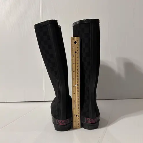 L.L. Bean Willie checkered tall rain boots women size 10 Black