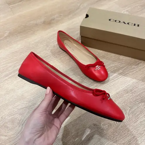 Coach NWT  Leather Ballet Flats – Pop Red – Size 9.5B